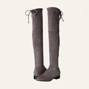 Kaitlyn Pan Paisley Slim Fit Over The Knee Flat Heel Boots Dark Gray